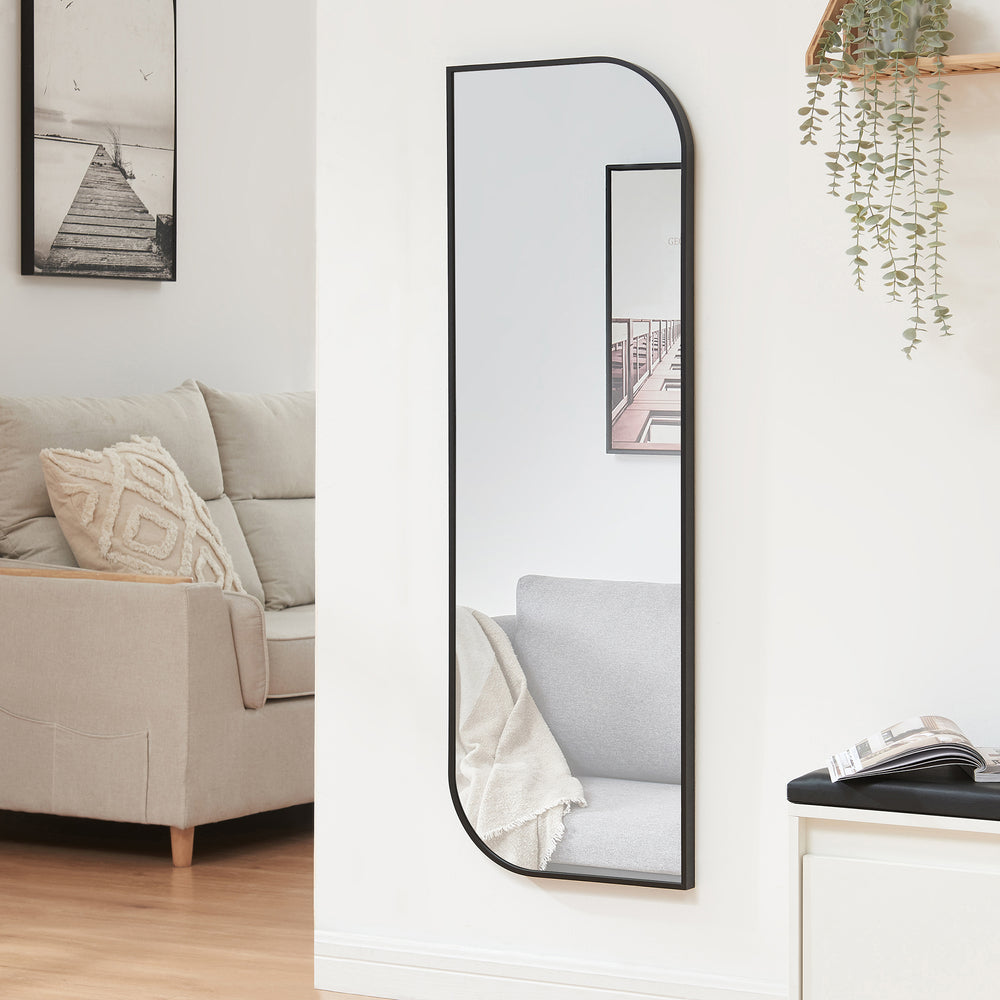 Vægspejl Tarvindak 120x40 cm Sort [en.casa] - premiumXL