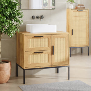 Vaskeskab Marhasa 60x60x40 cm Eg-look/Sort [en.casa]