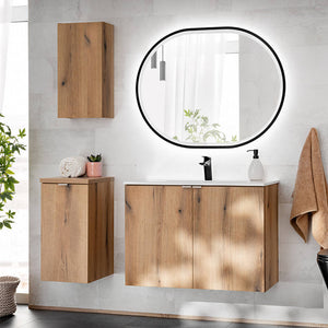 Håndvask Newport med låger i egetræslook [en.casa]