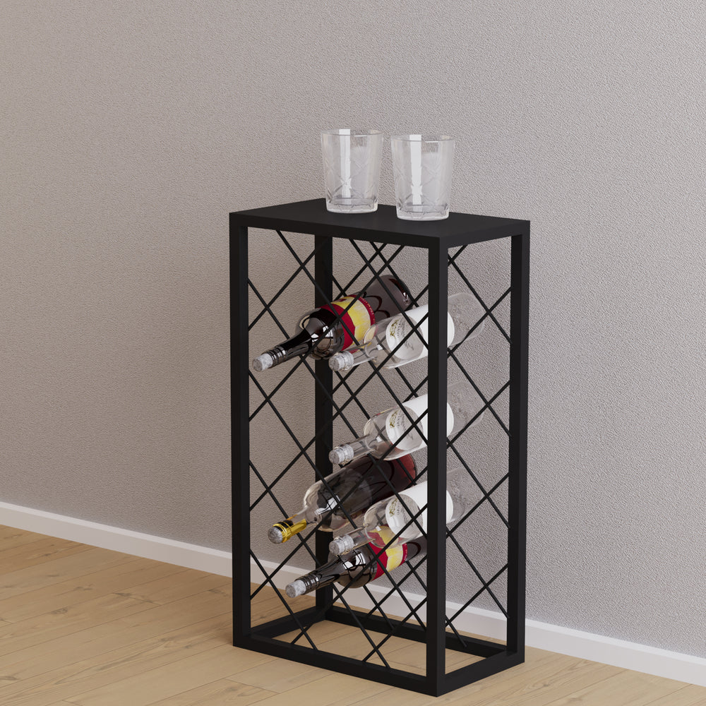 Vinstativ Amasia i metal 74x45x22 cm sort [en.casa] - premiumXL
