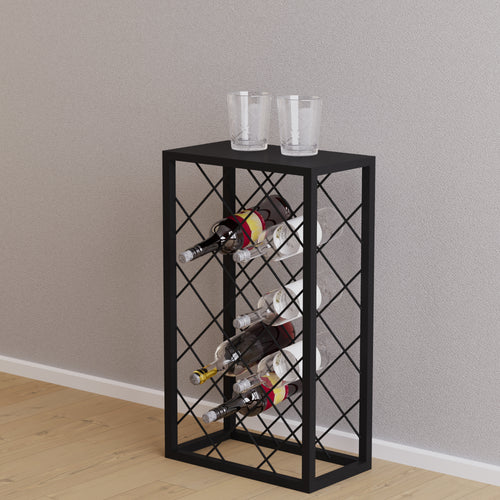Vinstativ Amasia i metal 74x45x22 cm sort [en.casa] - premiumXL