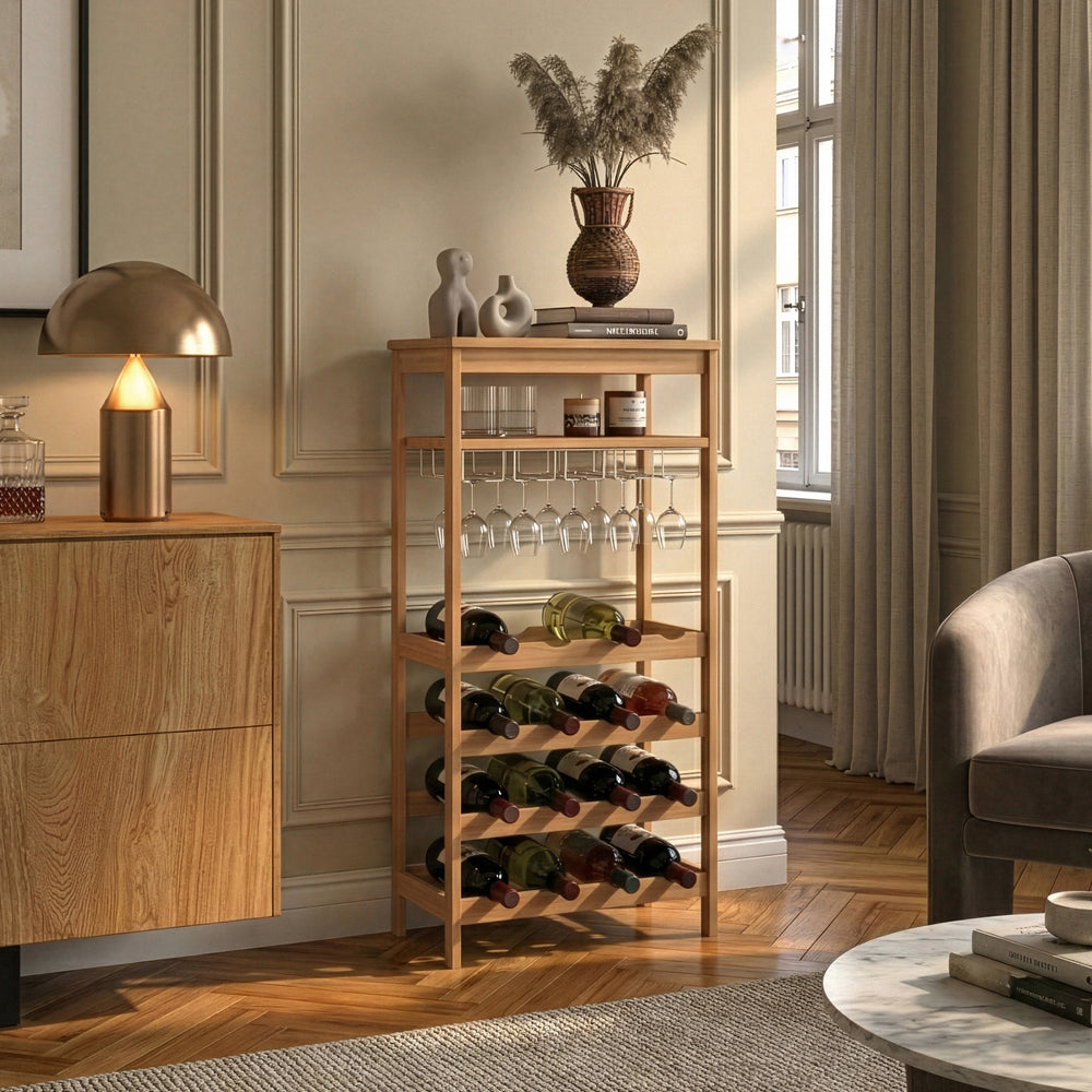 Vinreol Fillby 100x47x29 cm Bambus Natur [en.casa]