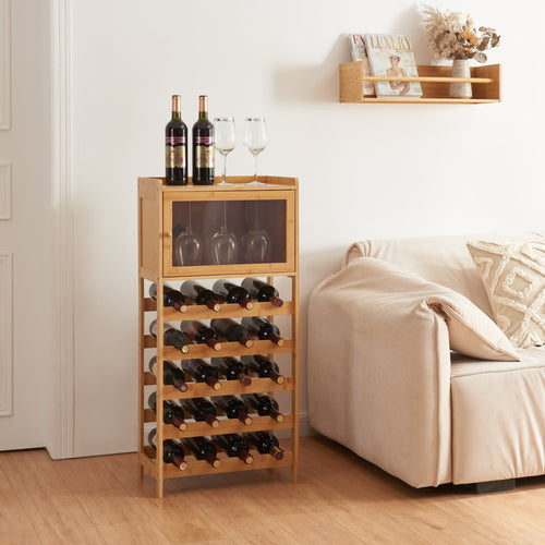 Vinreol Gjerstad 100x47x28cm bambus natur [en.casa] - premiumXL