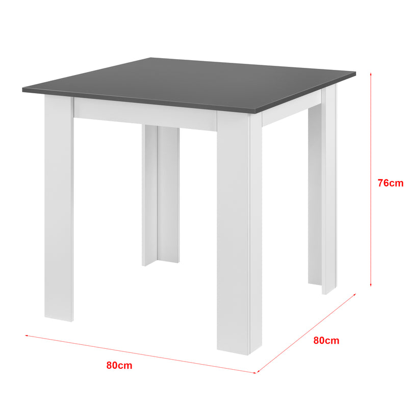 Målskitse Spisebord Algermissen 80x80x76 cm til 4 personer forskellige farver farver en.casa