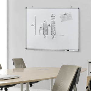 [pro.tec]® Magnetisk whiteboardtavle - hvid - med aluminium ramme - metal - i forskellige størrelser