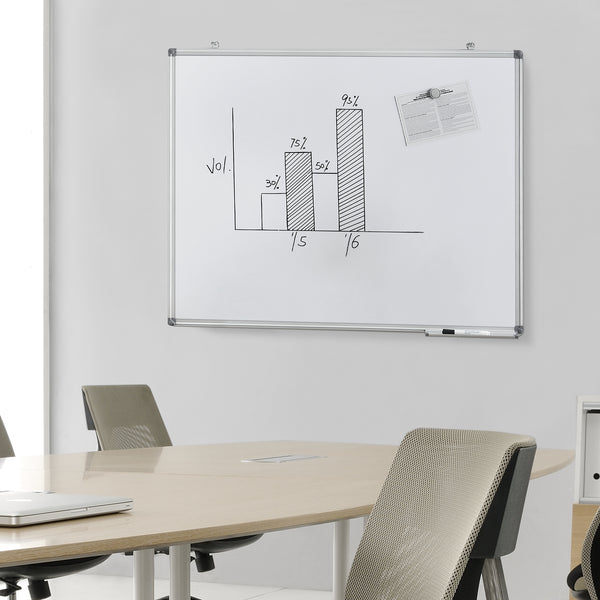 [pro.tec]® Magnetisk whiteboardtavle - hvid - med aluminium ramme - metal - i forskellige størrelser