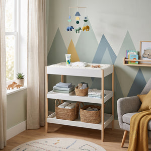 Puslebord Oupilu med 2 hylder 91x82x53 cm Hvid [en.casa]
