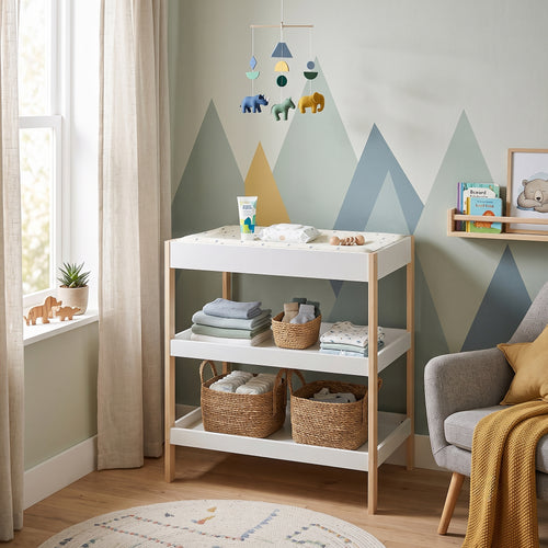 Puslebord Oupilu med 2 hylder 91x82x53 cm Hvid [en.casa]