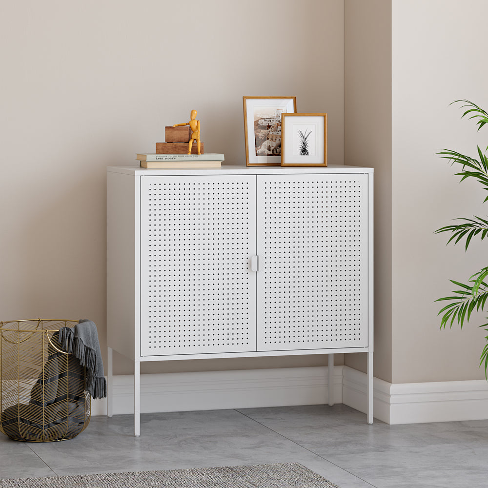 Sideboard Castelli 82,5 x 80 x 40 cm Hvid Stål [en.casa] - premiumXL