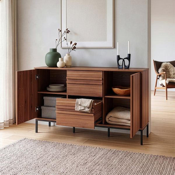 Sideboard Kilmandar 150x40x79 cm valnøddetræ-look [en.casa]