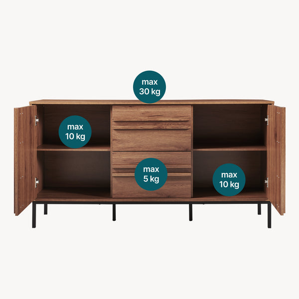 Sideboard Kilmandar 150x40x79 cm valnøddetræ-look [en.casa]