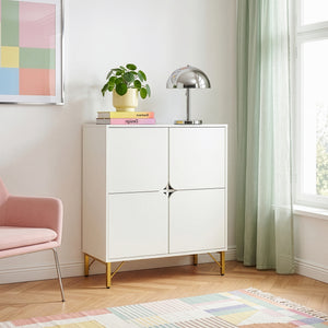 Sideboard Reyri 90x80x35 cm Hvid/Guldfarvet [en.casa]