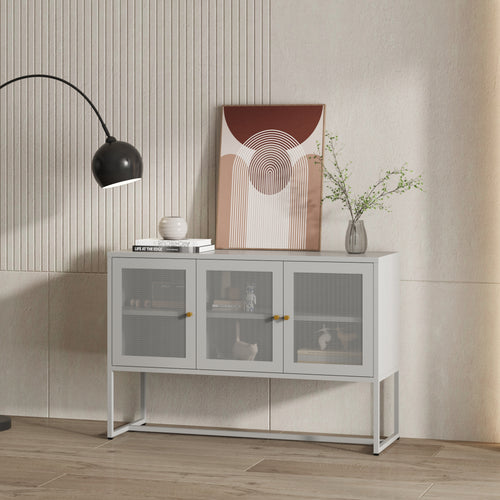 Sideboard Sund med 3 døre stål grå [en.casa] - premiumXL