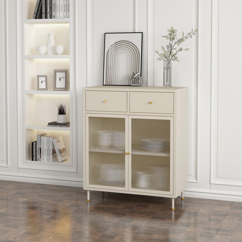 Sideboard Lindau stål 97x80x40 cm cremehvid [en.casa] - premiumXL