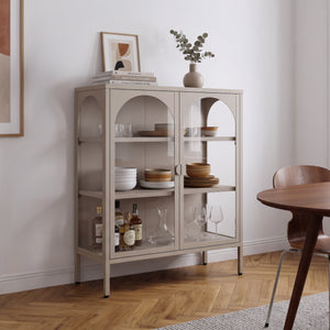 Vitrineskab Klippestad Stål 95x80x35 cm Varmgrå [en.casa]