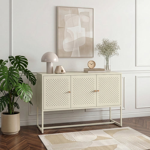 Sideboard Viitasaari 120x40x80 cm stål cremehvid [en.casa]