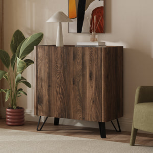 Kommode Trorlon 83x80x40 cm valnøddeoptik/travertin [en.casa]