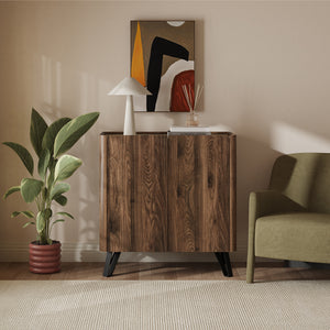 Kommode Trorlon 83x80x40 cm valnødslook/travertin [en.casa]