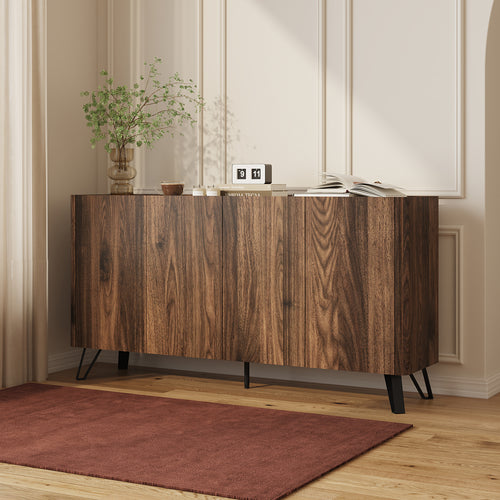 Sideboard Trorlon 160x40x83 cm valnøddeoptik/travertin [en.casa]