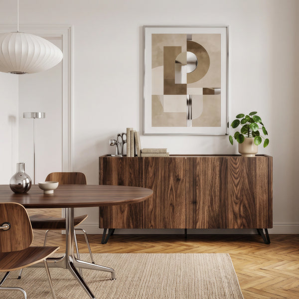 Sideboard Trorlon 160x40x83 cm valnøddeoptik/travertin [en.casa]