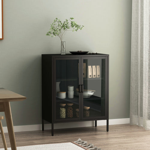 Sideboard Fauske med glaslåger i forsk. farver [en.casa] - premiumXL