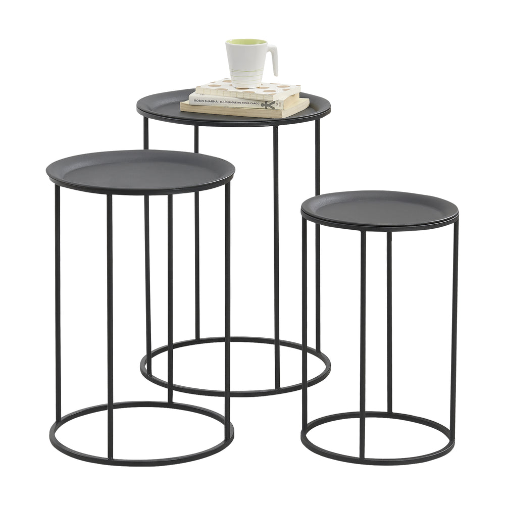  [en.casa] Sofabord sæt - 3 stk. - 45x30cm/50x35cm/55x40cm - metal - sort