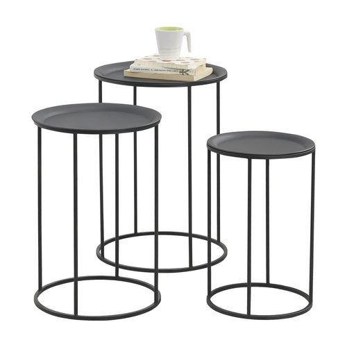  [en.casa] Sofabord sæt - 3 stk. - 45x30cm/50x35cm/55x40cm - metal - sort