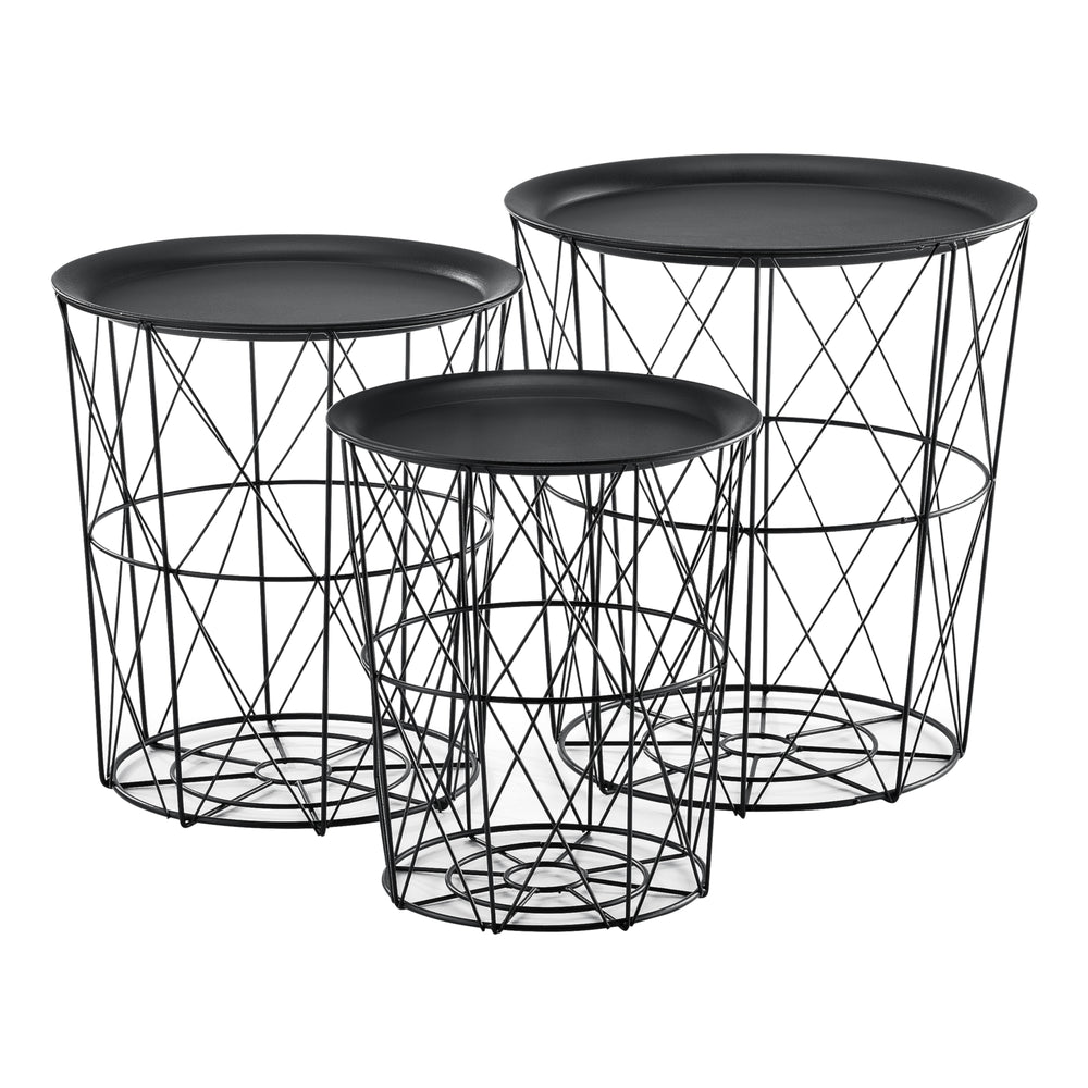 3-delt sæt metal kurve sidebord Worcester en.casa - premiumXL