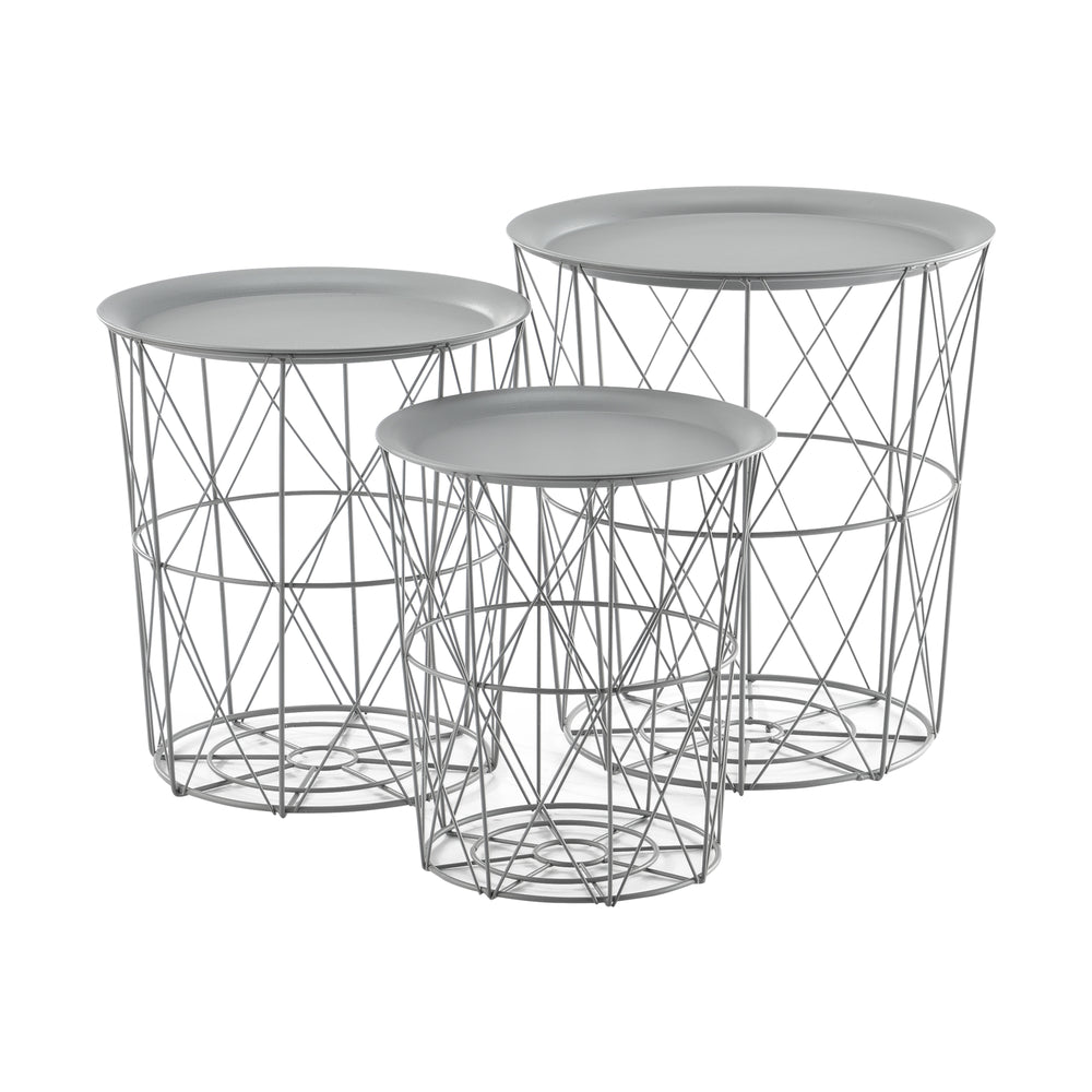 3-delt sæt metal kurve sidebord Worcester en.casa - premiumXL