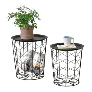 Sæt med 2 sideborde med metalkurve Cerisey sort en.casa