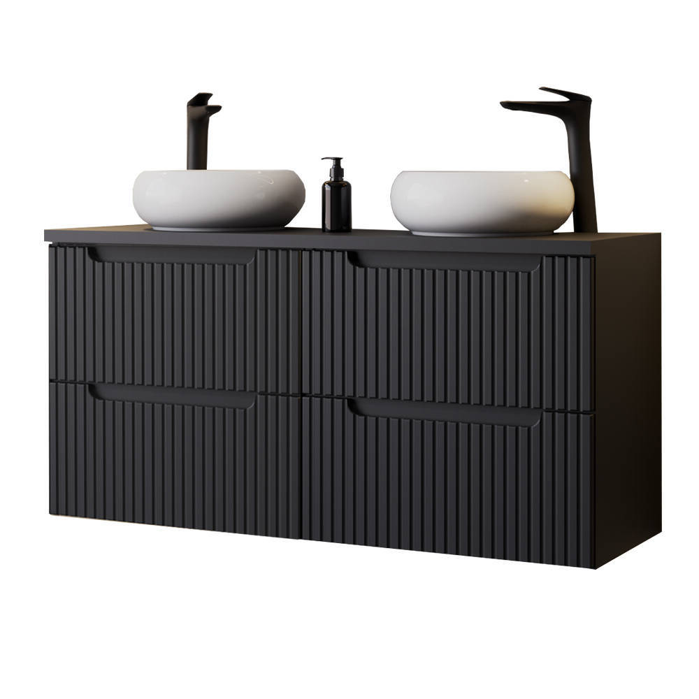 Dobbeltvask Skelbolu 120x72x40 cm Sort [en.casa]