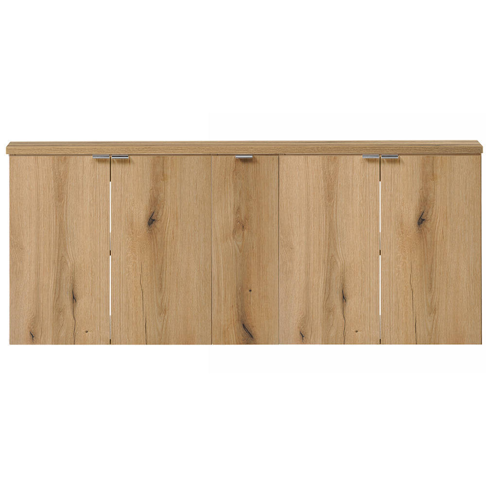 Dobbelt håndvask Newport 140x60x40 cm med låger og skuffer i egetræslook [en.casa]