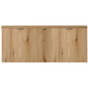 Dobbelt håndvask Newport 140x60x40 cm med låger og skuffer i egetræslook [en.casa]