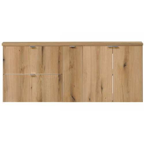 Dobbelt håndvask Newport 140x60x40 cm med låger og skuffer i egetræslook [en.casa]
