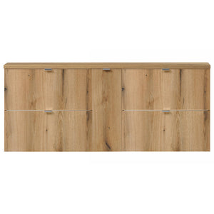 Dobbelt håndvask Newport 140x60x40 cm med låger og skuffer i egetræslook [en.casa]