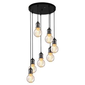 [lux.pro]® Stilig Hængelampe - 7xE27 max.60W - metal - sort/sølv