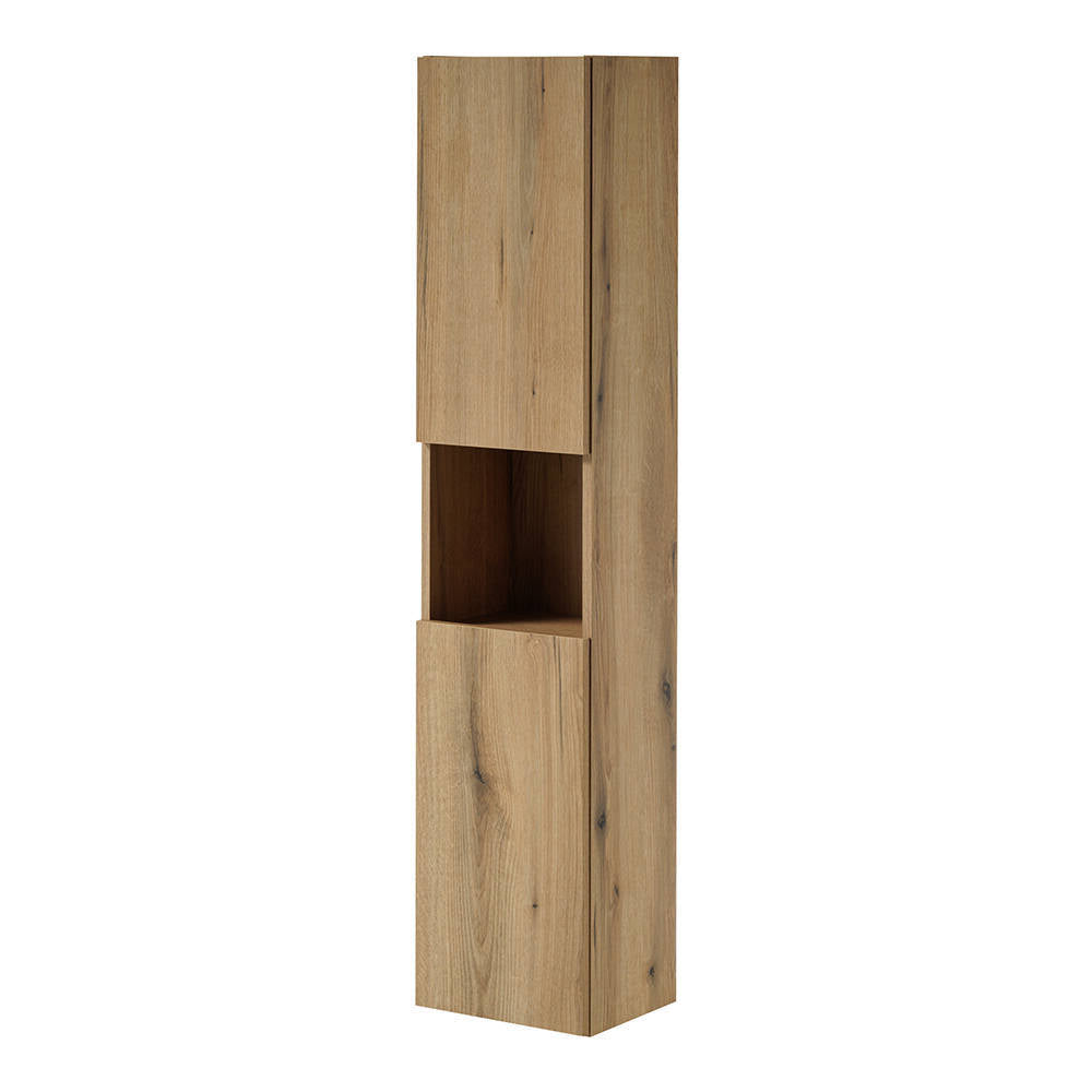 Højt skab Skelbolu 140x30x25 cm egetræslook [en.casa]