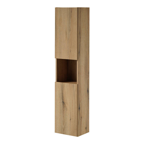 Højt skab Skelbolu 140x30x25 cm egetræslook [en.casa]