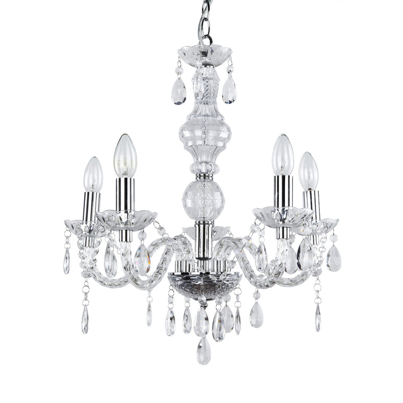 Målskitse [lux.pro]® Lysekrone, 5-armet - 5xE14 - krom
