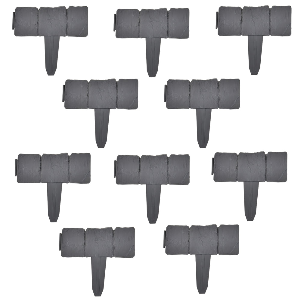 [casa.pro]® Bedkant sæt - PP - 23x25,5x2cm - sten-optik - i forskellige sæt