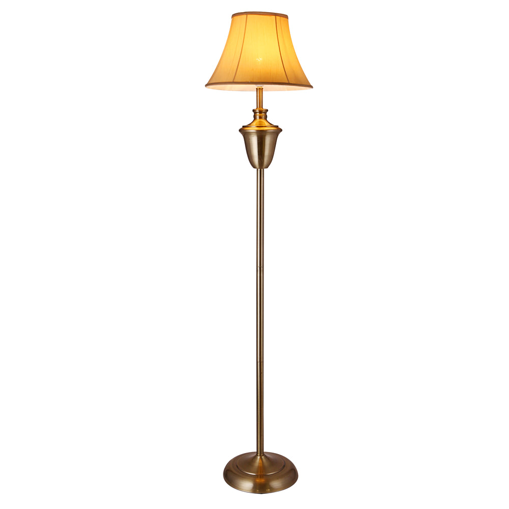 [lux.pro]® Standerlamper - Madrid 1xE27 - 60W - børstet kobber, Skærm: beige-brun / indre side: hvid